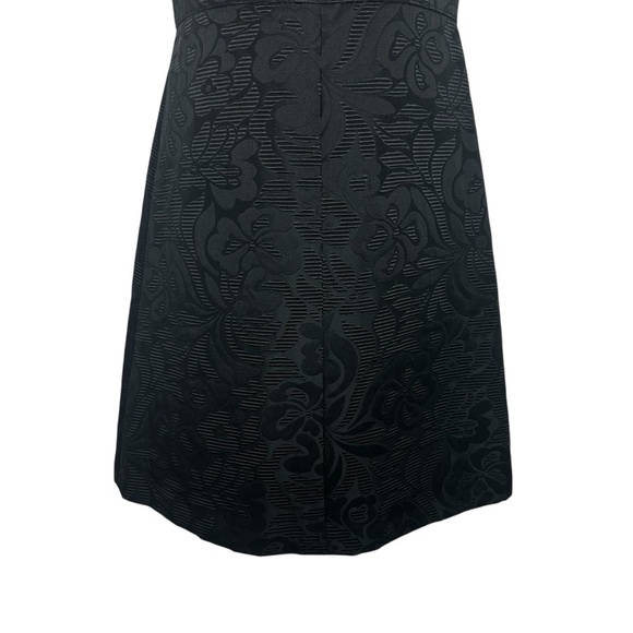 Theory Black Floral Jacquard Sleeveless Mini Dress Size 2 Fit & Flare Cocktail - Picture 7 of 11